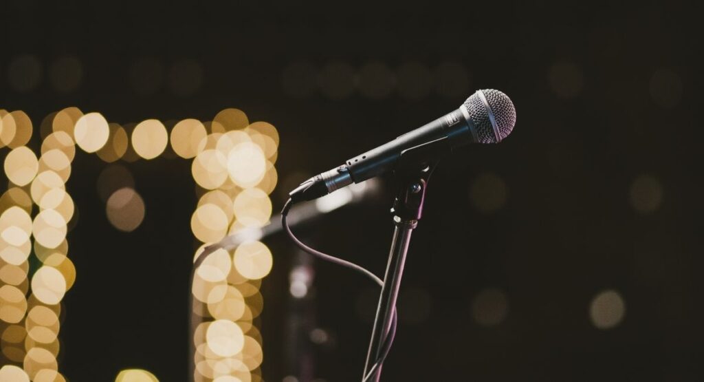 a microphone on the stage